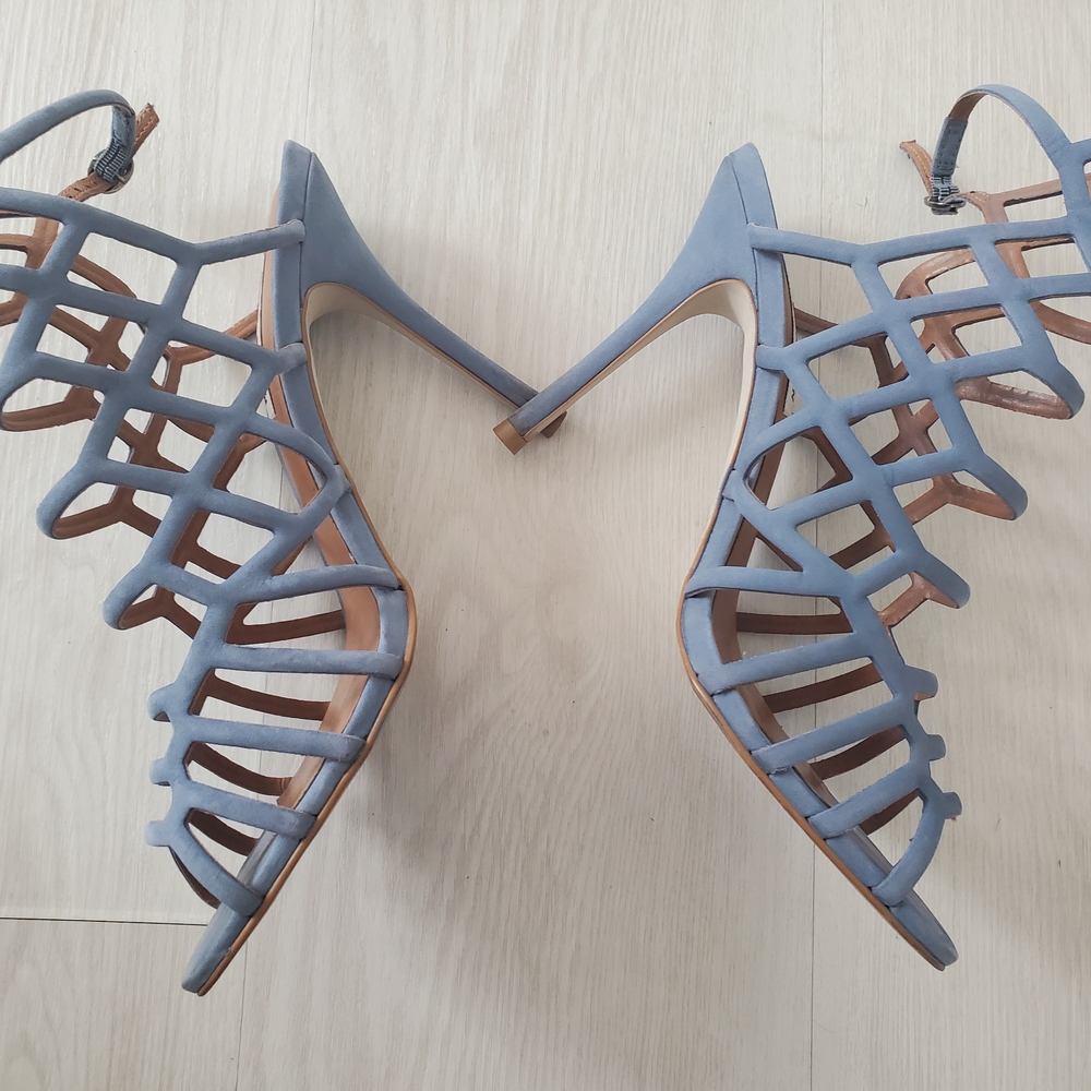Steve Madden Blue Heels with Intricate Cutout Design